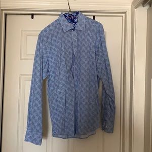 Bugatchi Mens Blue Pattern Shirt